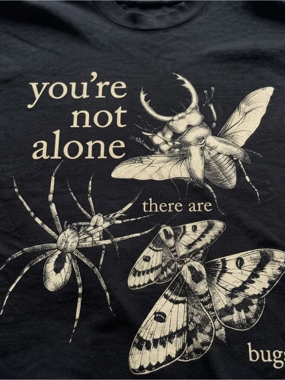 Insects Bugs Quote Graphic Tee Black Shirt Gildan T-Shirt - Picture 2 of 2